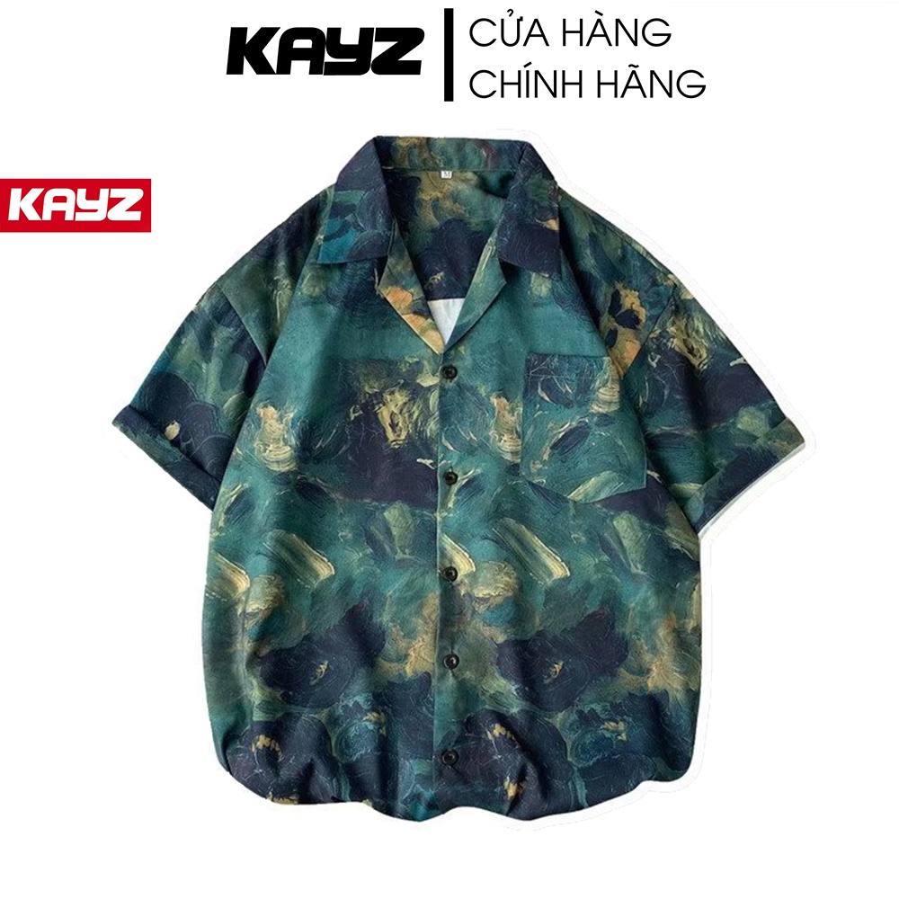Áo Somi Tay Lỡ Xanh Lá Paint KAYZ Phông Unisex Nam Nữ Cotton Lụa Oversize Form Rộng SM09