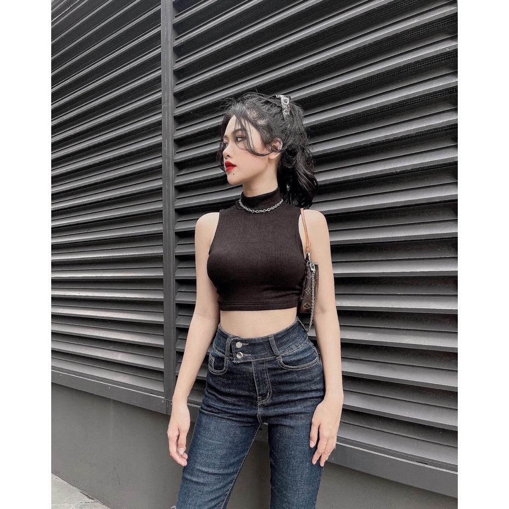 Áo Yếm Hở Lưng Bigsize Có Mút Ngực Dáng Croptop Dưới 80Kg may 2 lớp "HLCC"