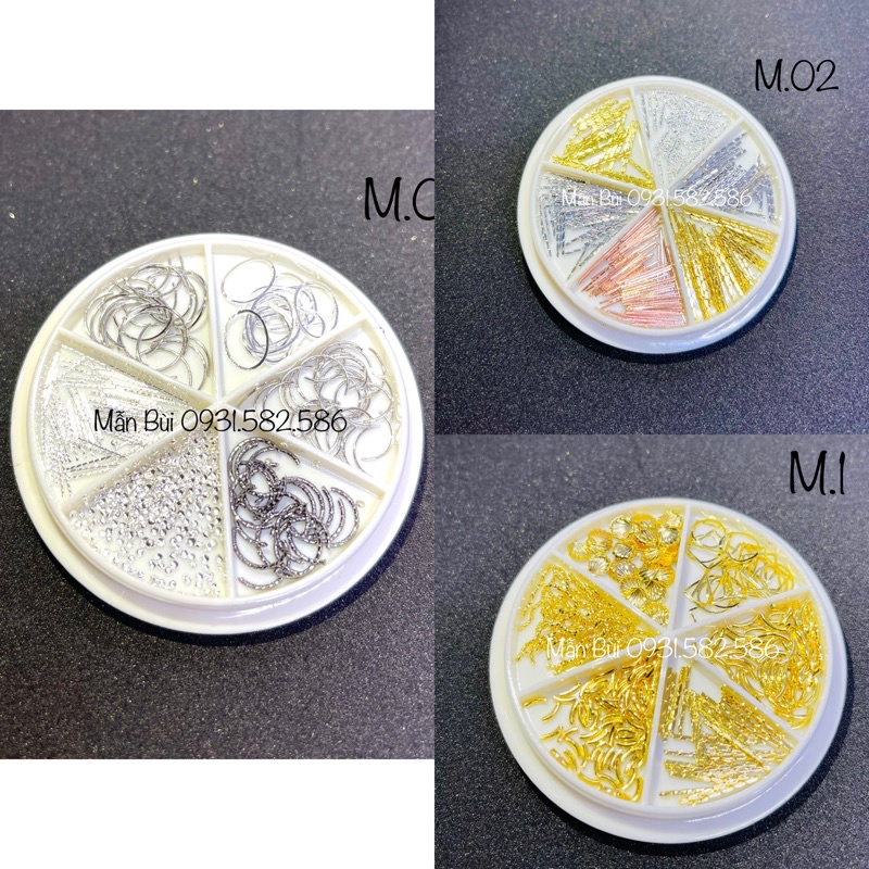 Phụ kiện đính móng nail mix màu, charm thanh