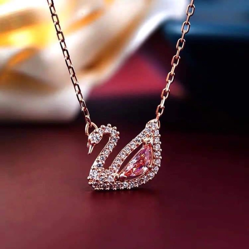Dây Chuyền Swarovski Dazzling Swan Necklace Rose Gold Fullbox 6042RG - Dây Chuyền Thiên Nga Bạc S925