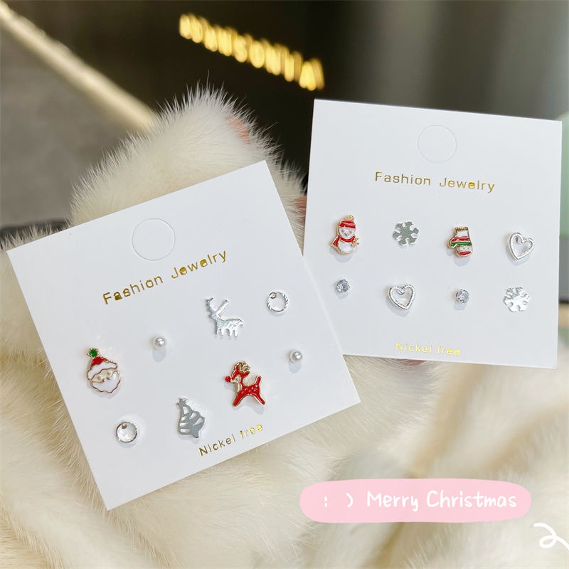 Bông Tai Mạ Bạc 925 Hình Ông Già Noel Độc Đáo Thời Trang