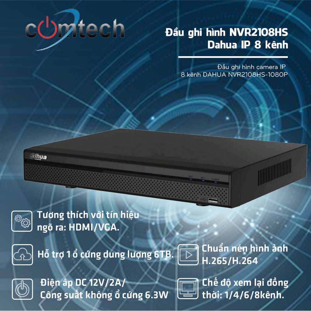 Đầu ghi hình NVR2108HS Dahua IP 8 kênh giá rẻ