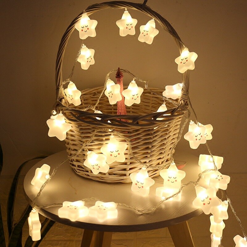 Dây Đèn LED Hình Ngôi Sao / Mặt Cười / Mặt Cười Độc Đáo Trang Trí Nhà Cửa