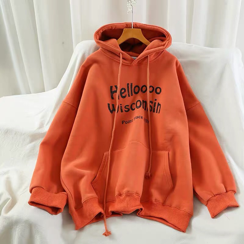 Freesize Áo Hoodie Nón Chui Trùm Đầu Nữ Nam Unisex Chất Vải Nỉ Poly Nam Nữ, Hello