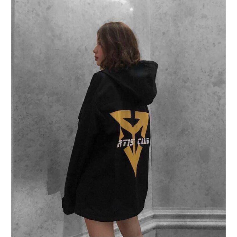 Áo khoác dù Unsex in hình ARTIST CLUB có mũ, jacket form rộng màu đen | BigBuy360 - bigbuy360.vn