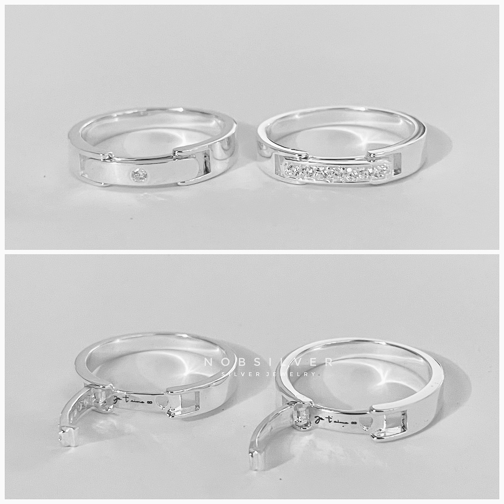 Nhẫn đôi bạc dễ thương gắn mật thư bên trong chỉ có ở Trang sức bạc Nobsilver