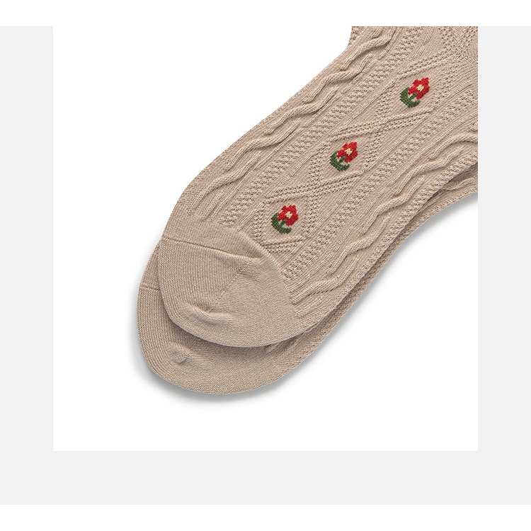 Vớ WAFNHA D657 vải cotton lanh cổ cao vừa phong cách Hàn Quốc cho nữ