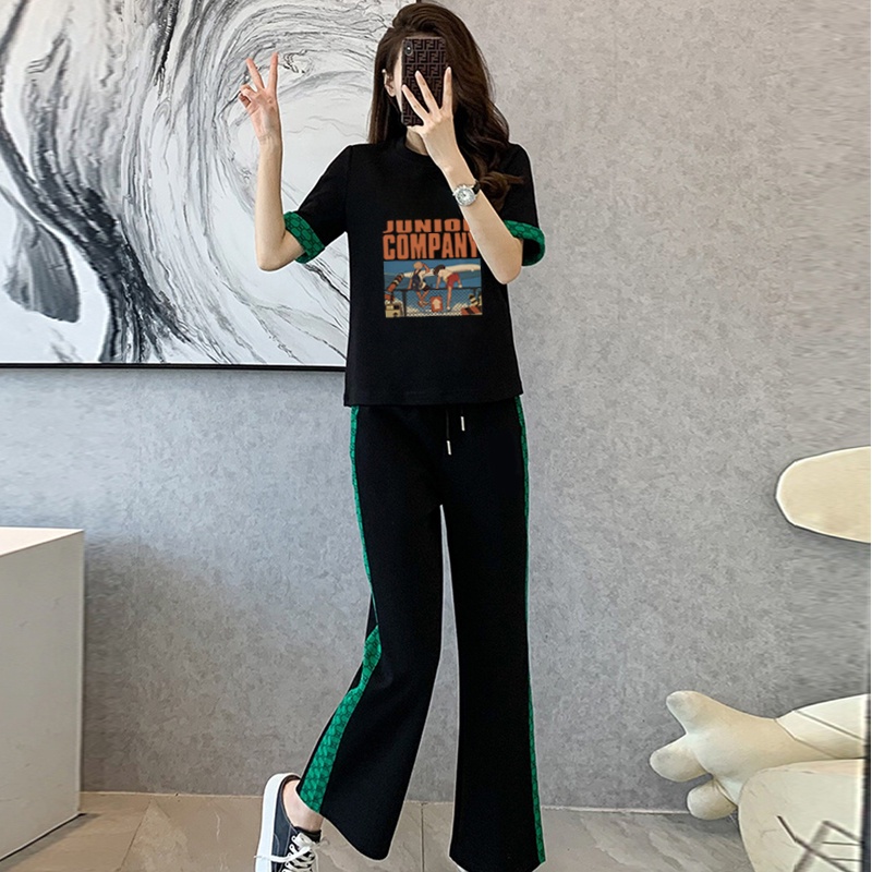 Set Áo Thun Ngắn Tay + Quần Short Ống Rộng Thời Trang Nữ