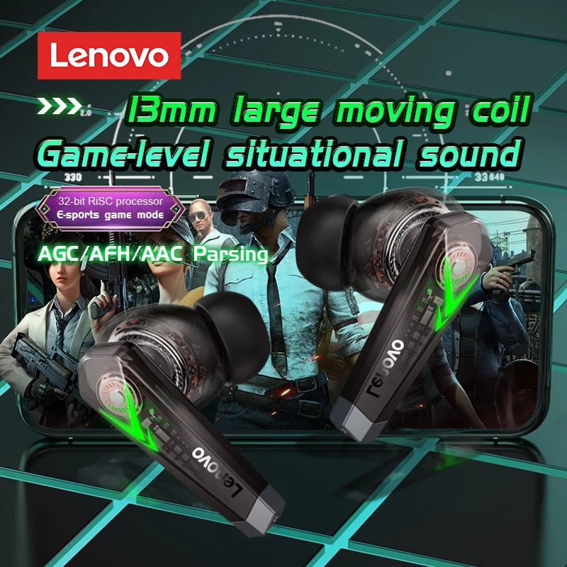 Tai nghe không dây Lenovo Live Pods LP6 gốc Tai nghe chơi game TWS Bluetooth 5.0 Chơi game Độ trễ thấp Tai nghe thể thao Tai nghe với Microphone 3D Stereo Bass Tai nghe