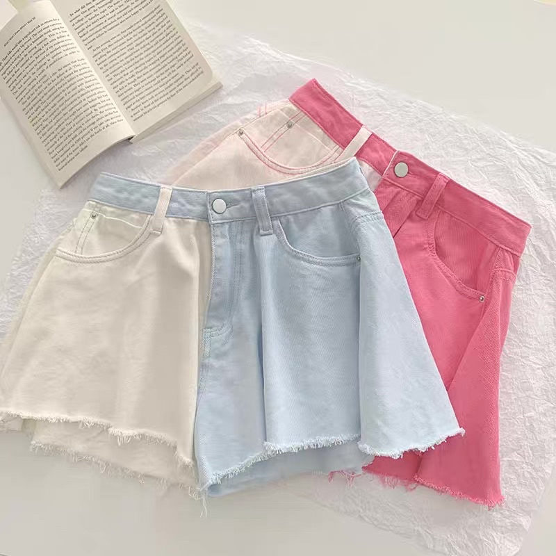 Quần bò ngắn 2 màu ống đũi