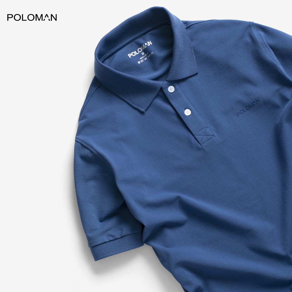 Áo thun POLO nam cổ bẻ BASIC vải cá sấu Cotton xuất xịn, chuẩn form màu Xanh dương - POLOMAN | BigBuy360 - bigbuy360.vn