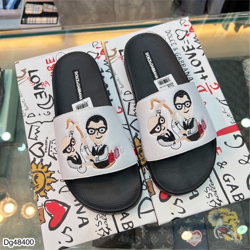 Dép Quai Ngang DG Nam Thêu Hình Siêu Chất - Dép Quai Ngang DG Full Box Cực Xịn