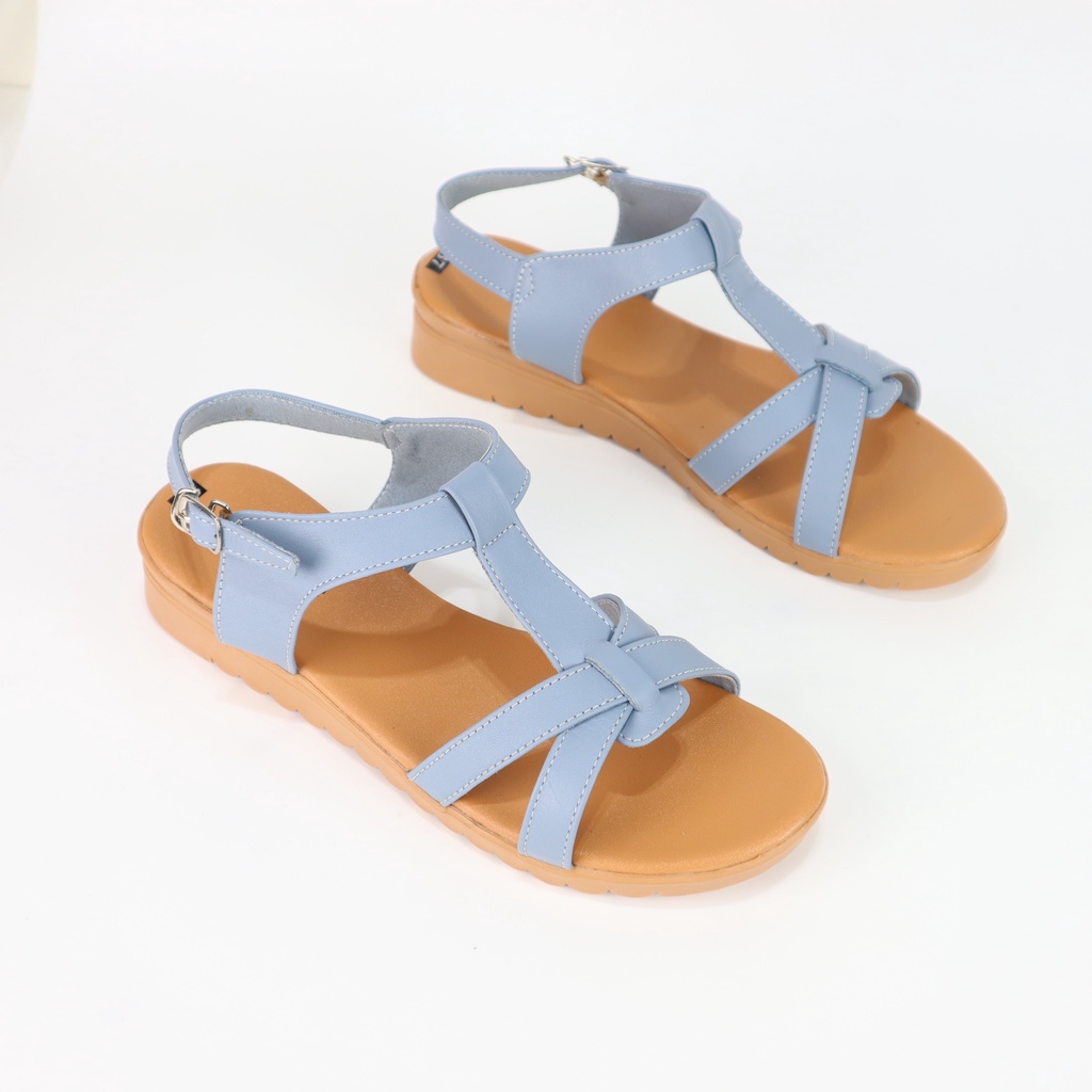 Giày sandal nữ da thật mũi tròn basic đế cao 3cm đi làm đi chơi đi học Cillie 1008