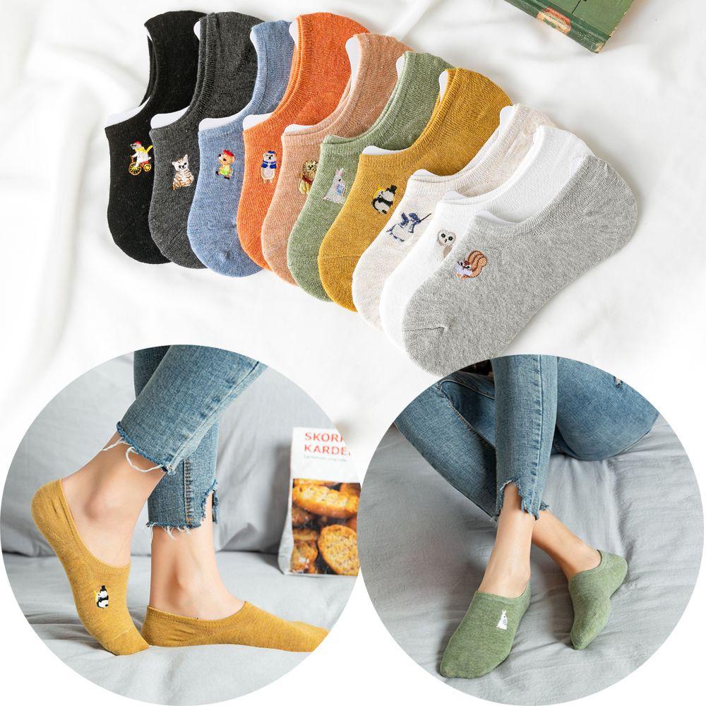 Vớ Cổ Thấp Thoáng Khí In Họa Tiết Thú Hoạt Hình Dễ Thương
