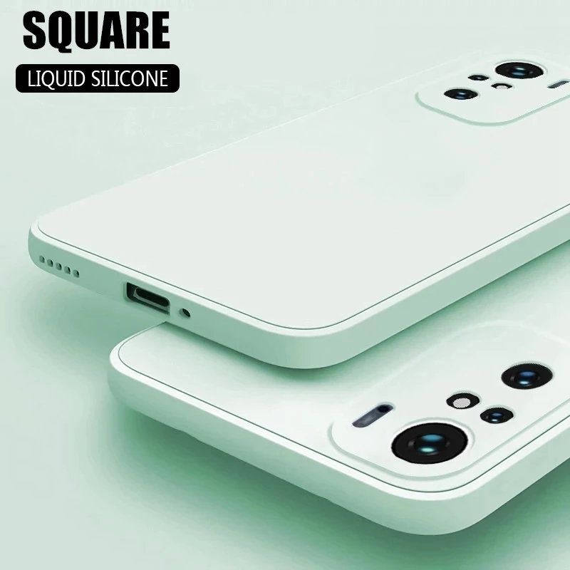 Ốp điện thoại silicone mềm hình vuông cho Redmi Note 10 9 Pro Max / Xiaomi Pocof3 10t Pro 11