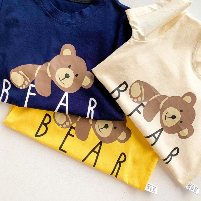 Bộ cộc tay bé trai bé gái QC-KIDS, quần áo trẻ em mùa hè chất cotton gấu bear 8-18kg