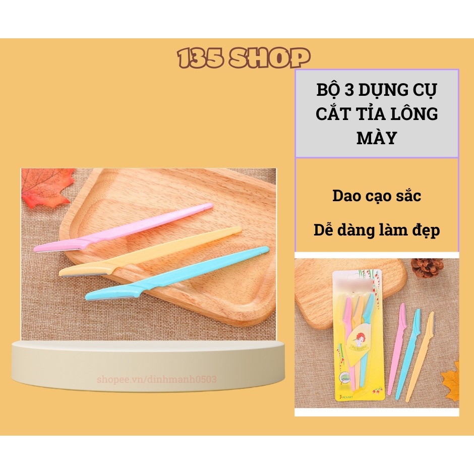 Bộ 3 Dao Cạo Tỉa Lông Mày, Chân Mày Nhỏ Gọn Tiện Lợi