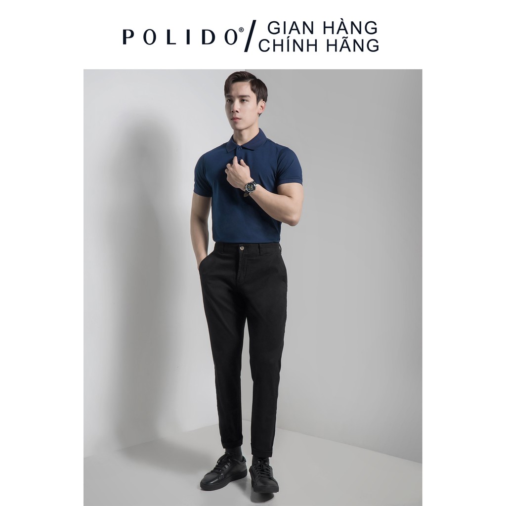 Áo Polo Nam CEFFYLO Màu Xanh Navy Vải Cotton Co Giãn Form Slimfit