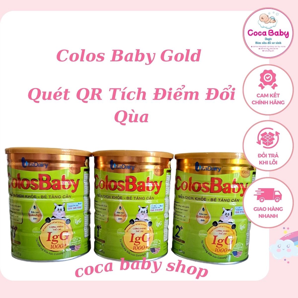 Sữa ColosBaBy Gold 1000IgG  miễn dịch khỏe bé tăng cân lon 800g Đủ số
