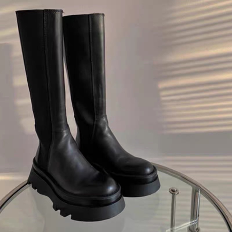 Boot đùi nữ đế cao cổ chun Boot nữ đế bánh mì bốt nữ cổ chun giày bốt đùi đế bánh mì cá tính