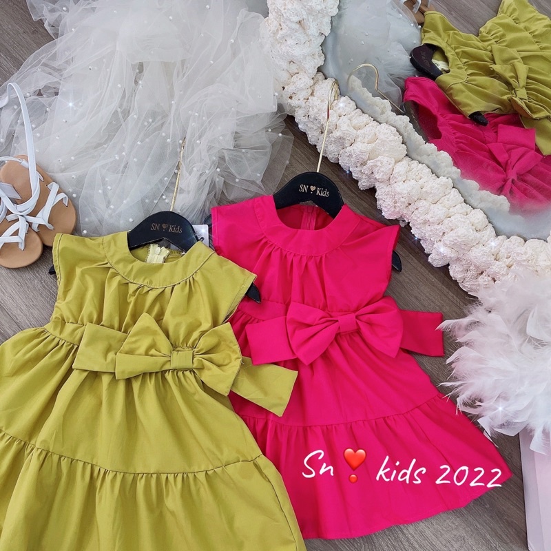 Váy thắt nơ eo cực xinh cho bé gái - VTNE