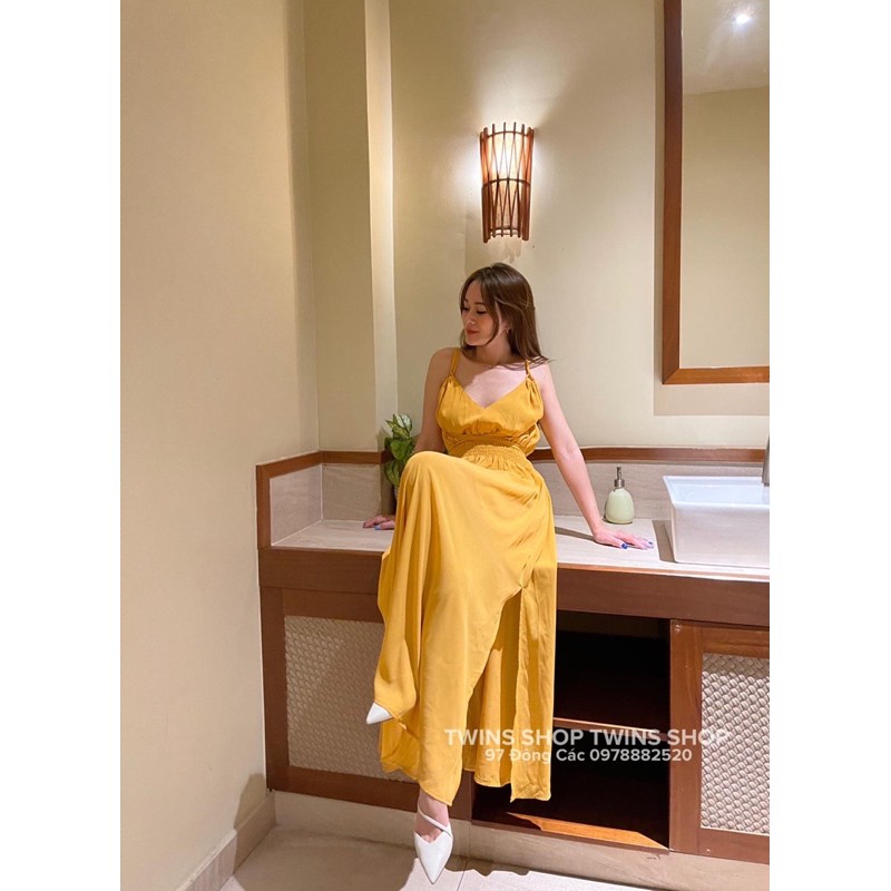 váy maxi hở lưng dây eo 1281