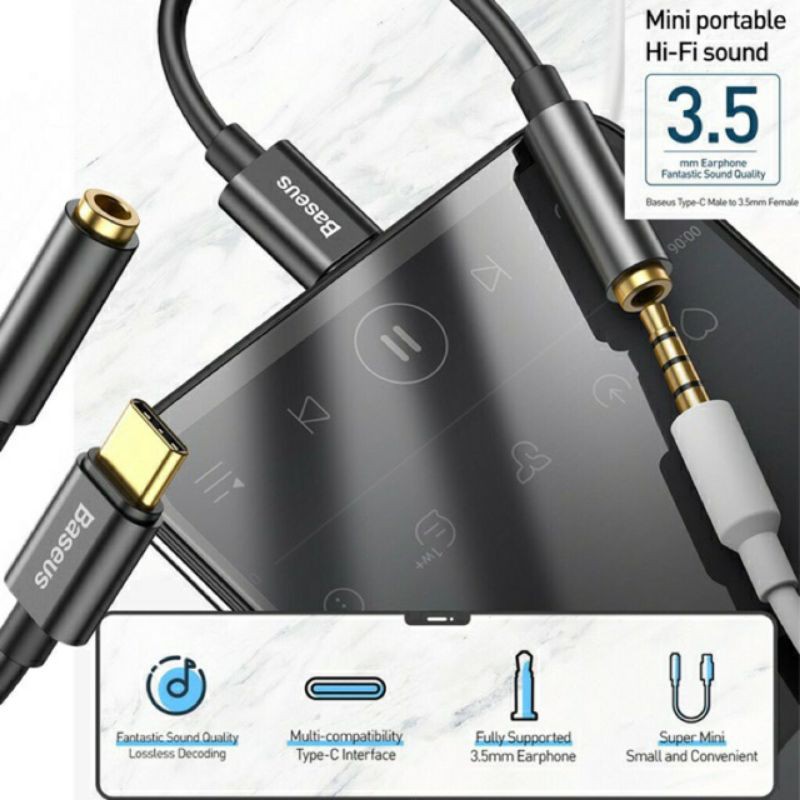 Jack chuyển đổi Type C sang cổng 3.5mm Baseus L54 chính hãng