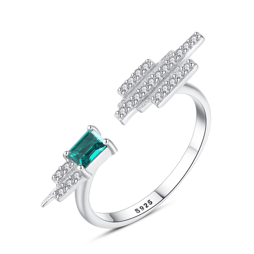 Nhẫn Bạc Nữ Đính Đá Xanh Lục Quý Tộc Sang Trọng Cho Phái Nữ N1452 Bảo Ngọc Jewelry