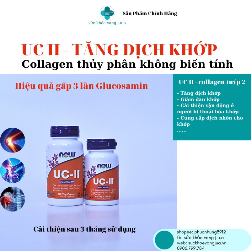 UC II lọ 60 -120 viên - Collagen type 2 - Tăng Dịch Khớp