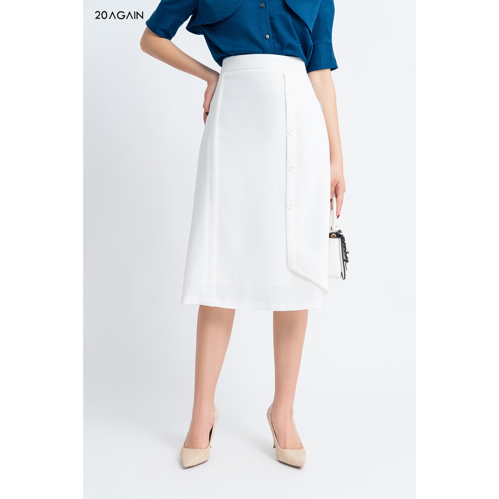 Chân váy midi tà bung đính cúc JDA0993 20 AGAIN | BigBuy360 - bigbuy360.vn