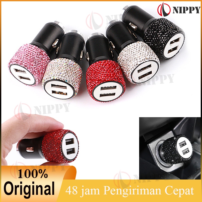 Bật Lửa Sạc Nhanh USB Kép Bằng Hợp Kim Nhôm Đính Kim Cương Thông Dụng Trang Trí Nội Thất Xe