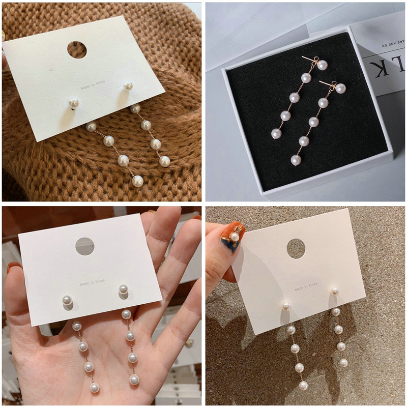 Khuyên Tai Kim Loại Dài Đính Hạt Ngọc Trai