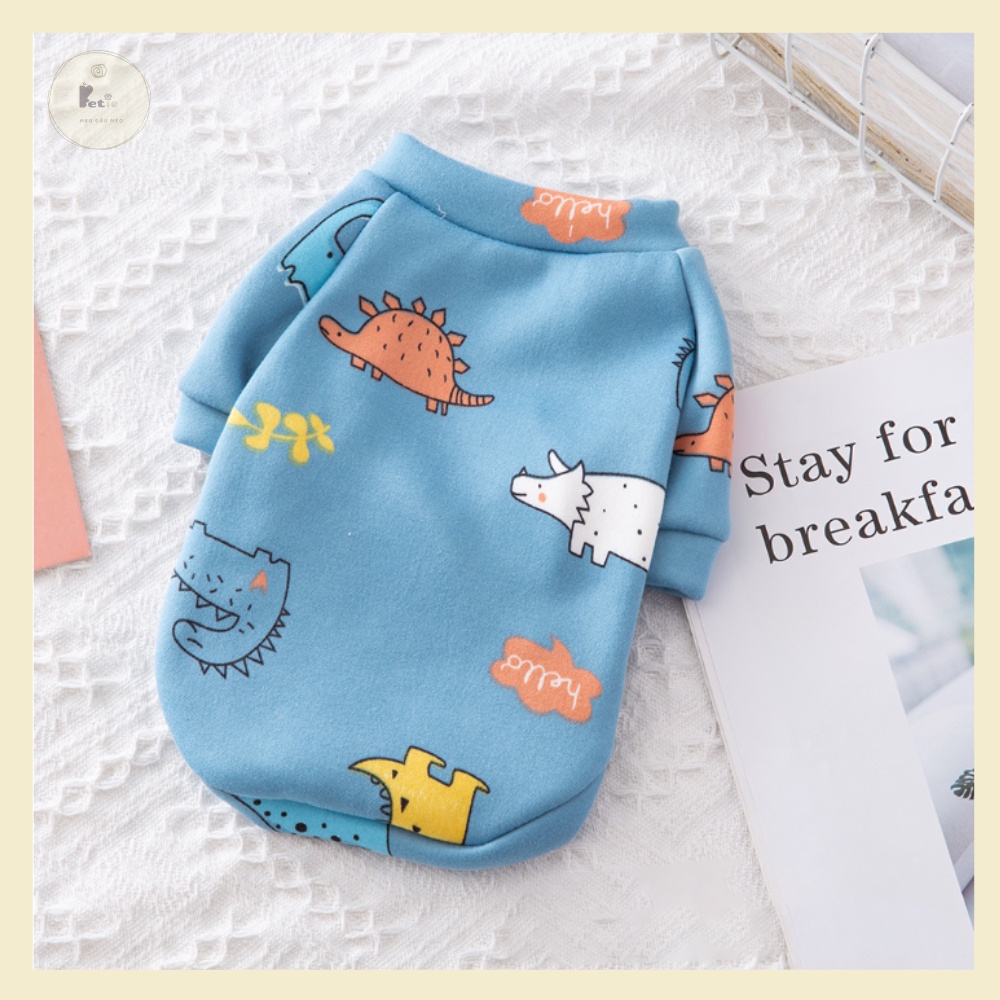 Quần áo thú cưng mùa đông quần áo chó mèo in hình siêu đẹp vải nỉ ấm áp