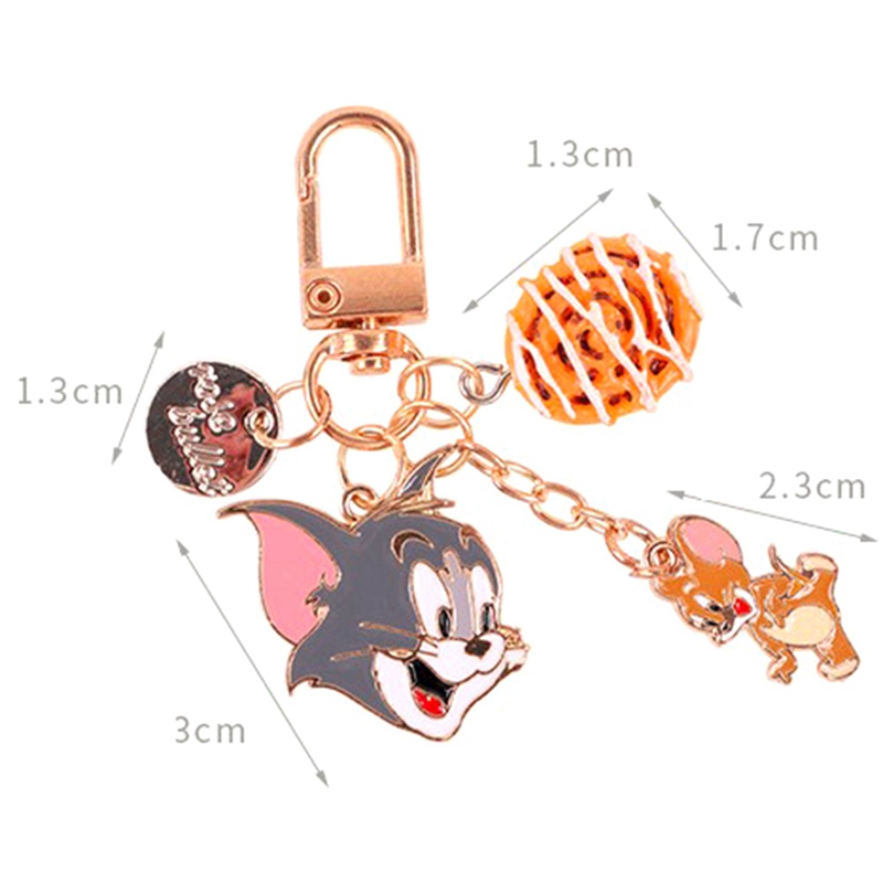 DL Tom Jerry Cat and Mouse Alloy Keychain Cover Anti-lost Decorative Pendant