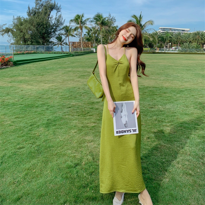 Đầm Hai Dây Dáng Dài Form Ôm Phong Cách Kỳ Nghỉ