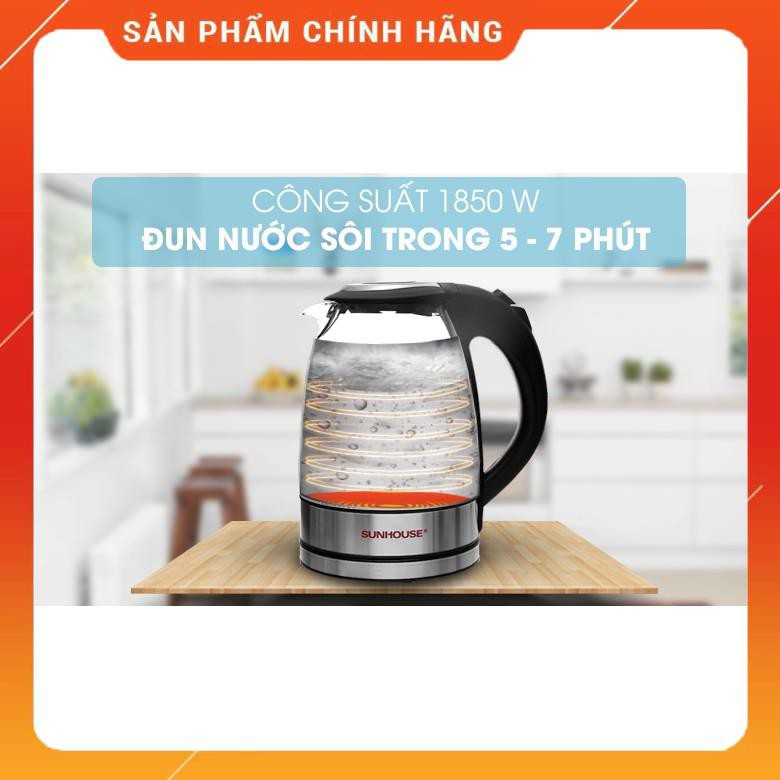 [Cao Cấp] Ấm Siêu Tốc Thủy Tinh Sunhouse SHD1217 Đẹp Sang Trọng, Đun Nhanh Sôi, Tiết kiệm Điện Năng, Bảo Hành 12 Tháng