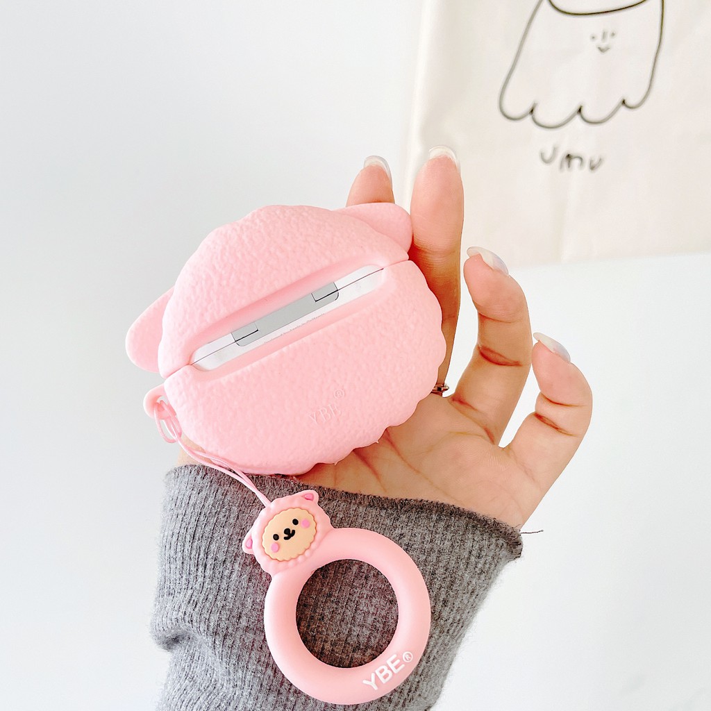 Vỏ đựng bảo vệ hộp sạc tai nghe thích hợp cho Airpods 1/ 2 hình chú cừu bằng silicon