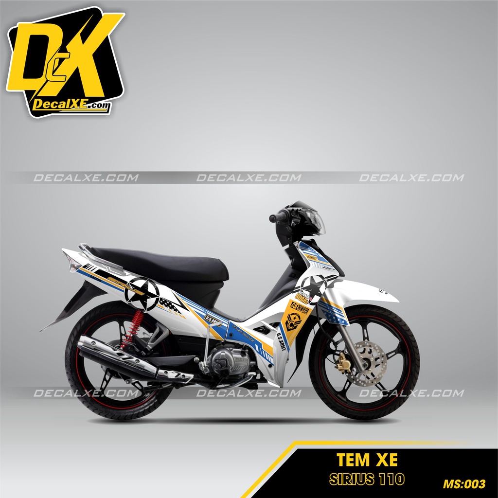 Tem Dán Xe Sirus | Chất Liệu Decal Cao Cấp Chống Nước, Bền Màu, Cắt Khuôn Sẵn Dễ Dán | Sirus-003
