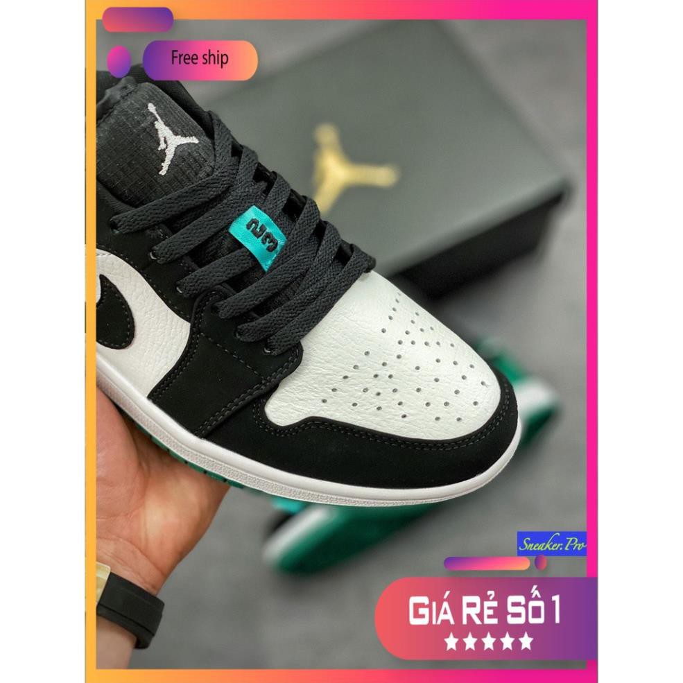 Giày thể thao AIR Jordan 1 Low White Black Mystic Green cổ thấp cho nam và nữ