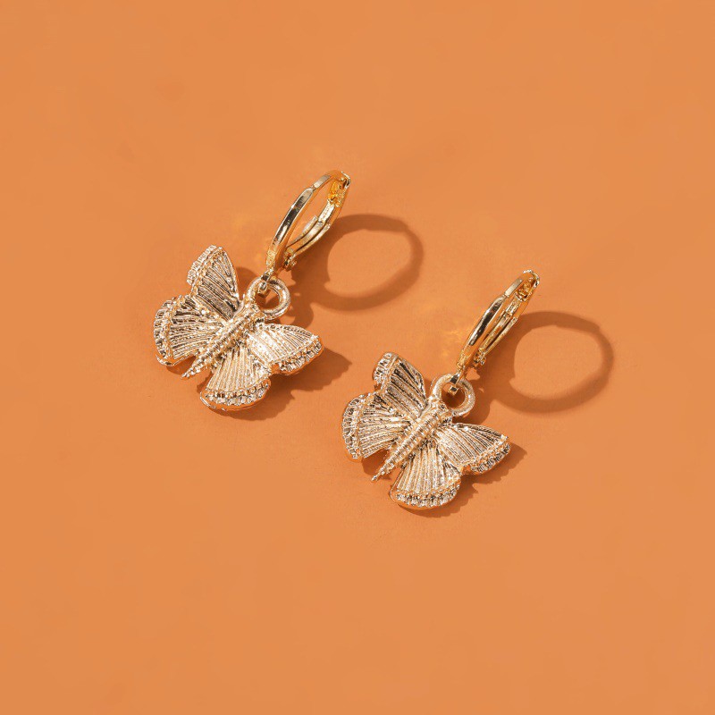 Korean-style Simple Butterfly-shaped Metal Earrings