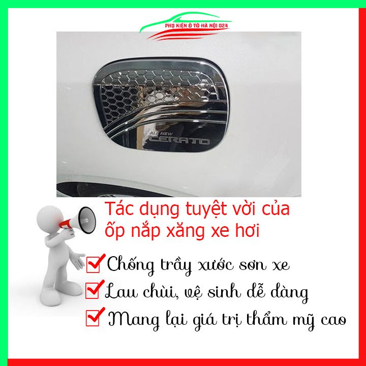 Ốp nắp xăng Cerato 2019-2023 mạ crom bảo vệ chống trầy trang trí ô tô