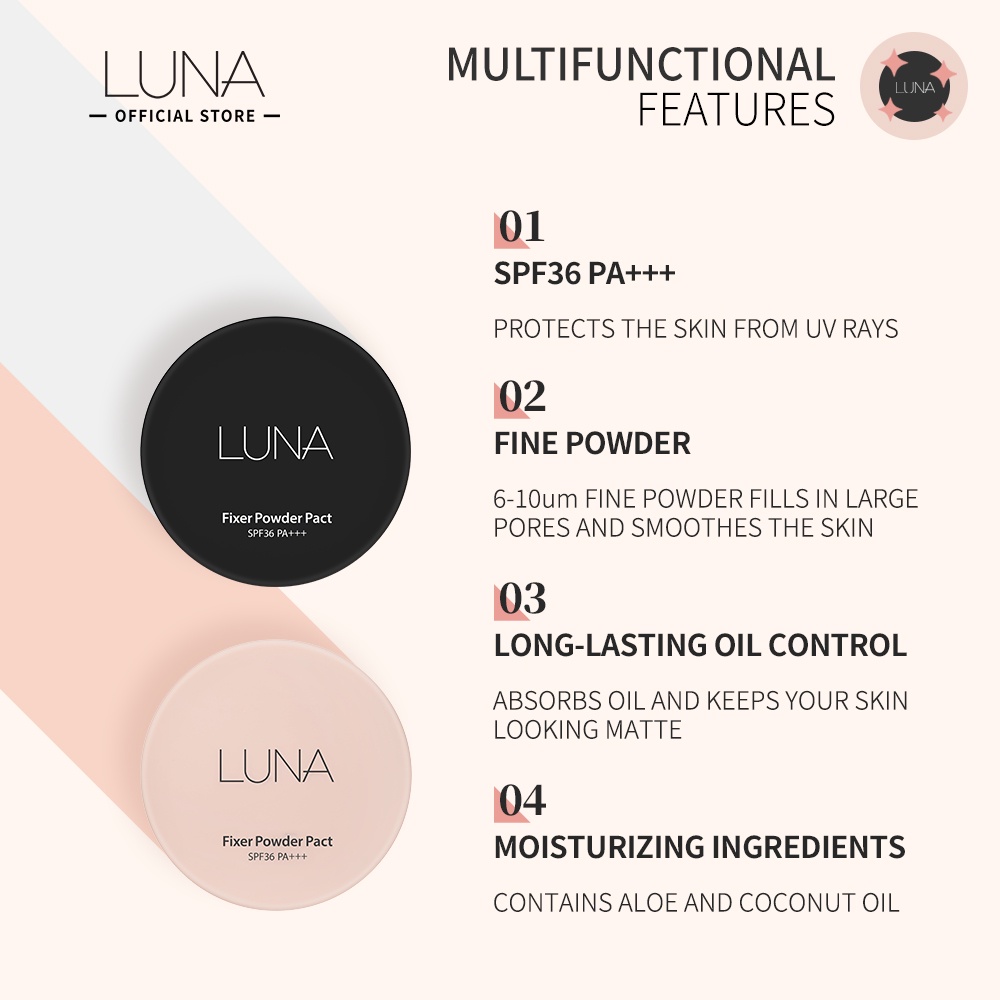 Phấn phủ LUNA 8g màu be trang điểm tự nhiên