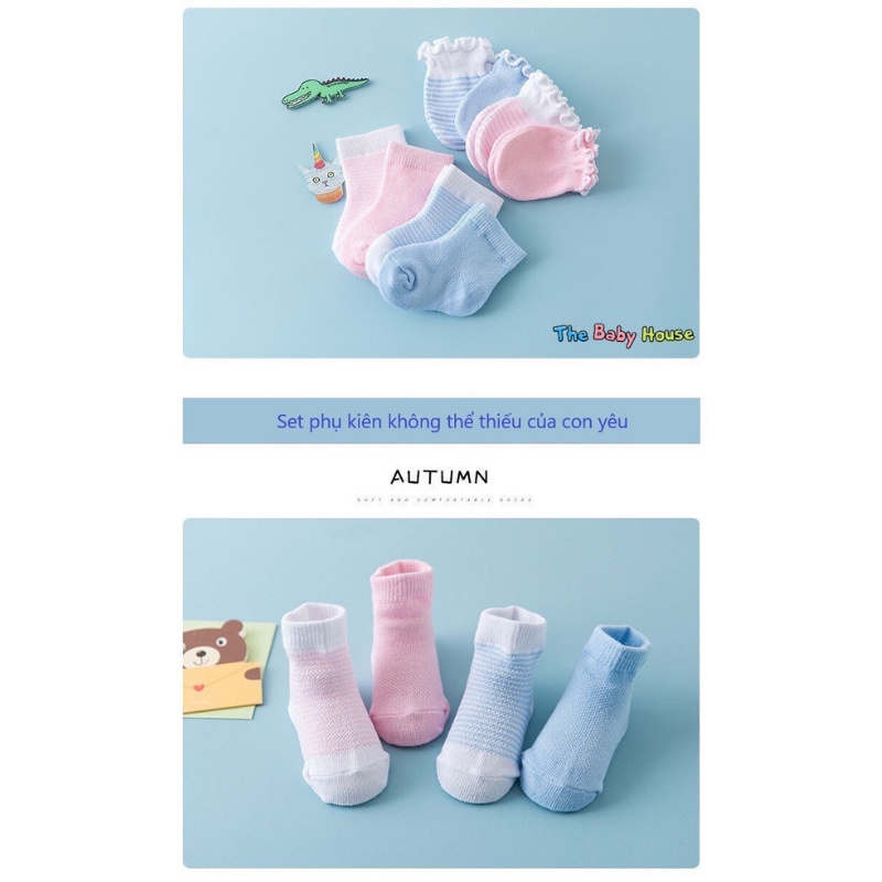 Set Bao Tay Bao Chân Len Lưới Cho Bé   𝐅𝐑𝐄𝐄𝐒𝐇𝐈𝐏 Bộ Bao Tay Bao Chân Giữ Ấm Cho Bé Sơ Sinh