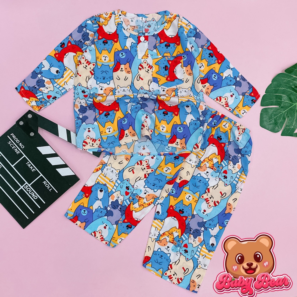 Bộ tole dài tay bé trai - Bộ lanh mặc nhà trẻ em size 8-50kg Baby Bear