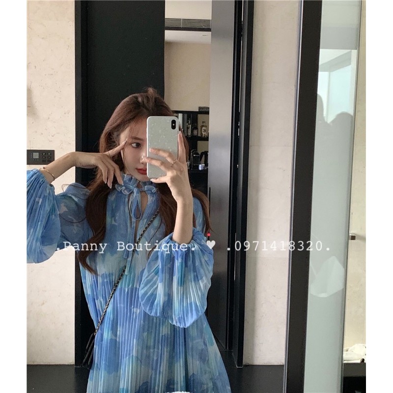 Đầm hoa xanh dáng suông xinh xinh, style ulzzang Hàn Quốc 🌻 Panny Boutique 🌻