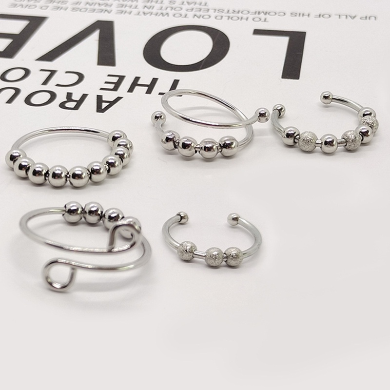 Set 5 Nhẫn Bạc Có Thể Điều Chỉnh Kích Cỡ Dành Cho Nữ