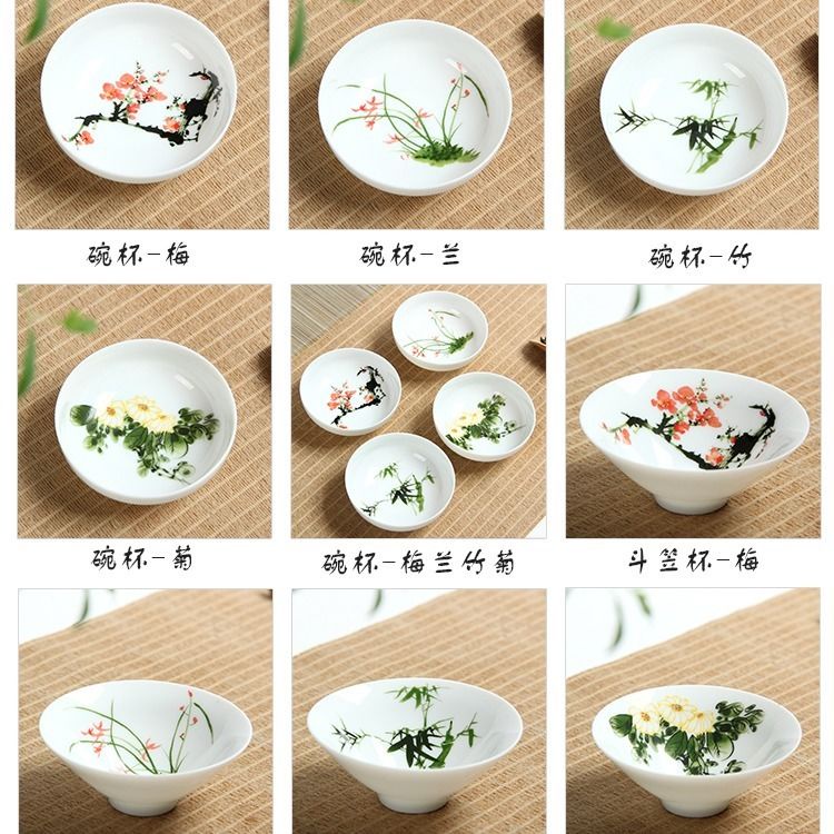 Bộ Tách Uống Trà Bằng Sứ Pu Màu Trắng Xanh Dương Vẽ Tay Phong Cách Kung Fu P1C6
