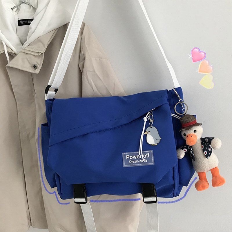 Túi Đeo Chéo Vai Sức Chứa Lớn Màu Xanh Dương Phong Cách Hàn Quốc Dễ Phối Đồ Thời Trang Học Sinh Sinh Viên Cho Nữ