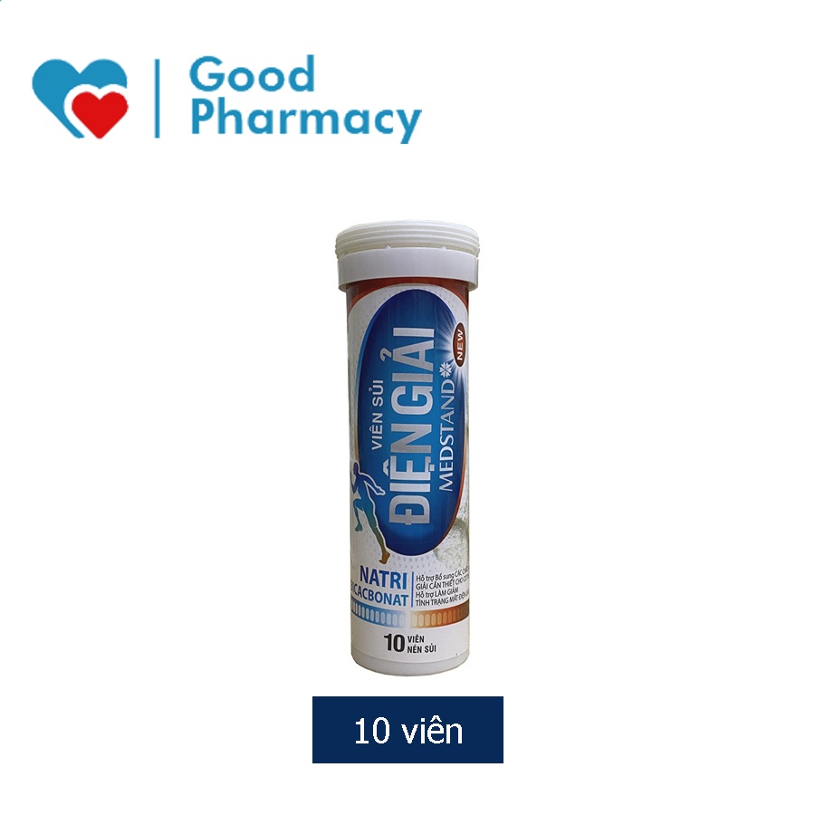 Viên sủi điện giải Medstand  giúp bù nước, điện giải, mất nước do lao động nặng, sốt, ốm, tiêu chảy - Tuýp 10 viên
