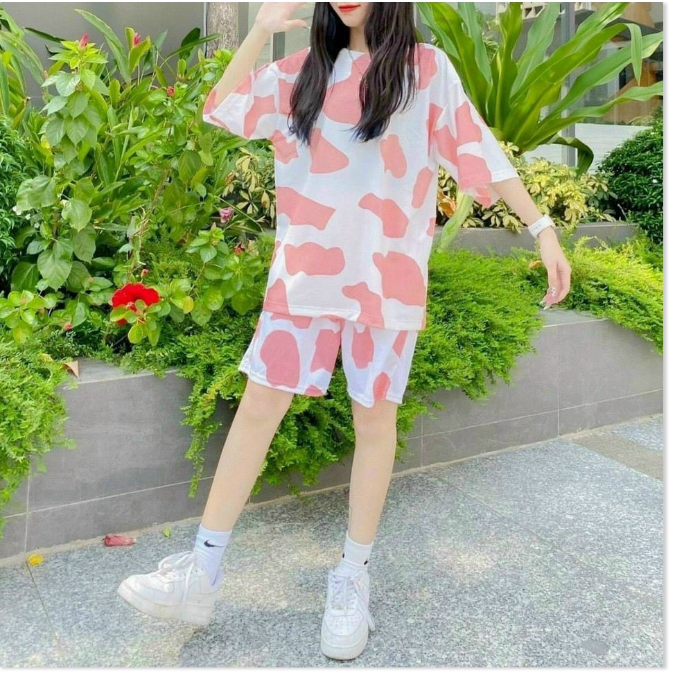 SET BỘ NAM NỮ IN BÒ SỮA MẶC CẶP ĐÔI SIÊU XINH HOT TREND